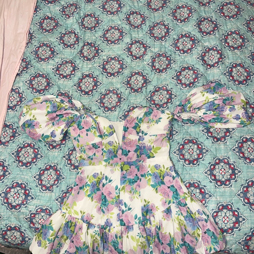 Floral Puff Sleeve Kids Dress